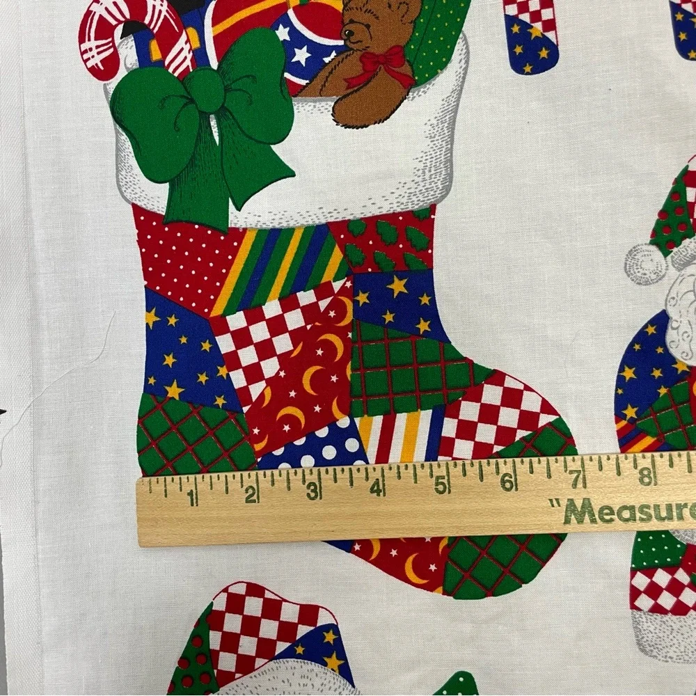 Vintage Christmas Applique Fabric Panel No Sew Patchwork Santa Angel Hearts #K15